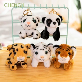 CHENGJI Creativo Mujeres llaveros Lindo Bolsa colgante de joyería Llaveros coreanos Tigre bebé Hombre Leopardo Felpa Adornos de mochila Panda Accesorios para llaves de coche