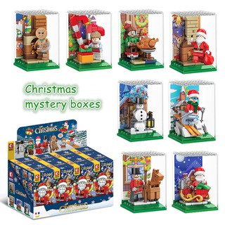 navidad mystery boxes sin abrir santa claus ladrillos educación juguete muñeco de nieve bloques de construcción 601157