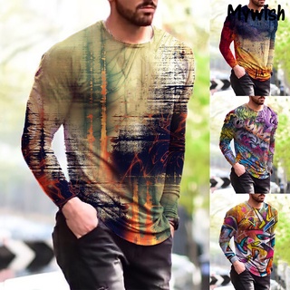 [mywish] Camisa de talla grande Para hombre con estampado 3D/Blusa delgada/Pintura artística Para otoño (1)