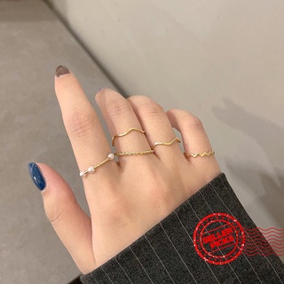 Japan and South Korea Simple Wavy Ring Personality Set Ring Net Female Ring Celebrity V8F0