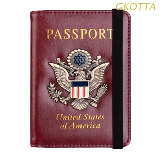gkot pasaporte titular de la cubierta de la cartera rfid bloqueo de la tarjeta de cuero caso de viaje organizador de documentos