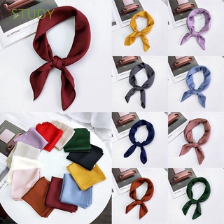 regalos de estudio mujeres cuadrado bufanda señoras cabeza cuello seda sensación satén pequeño vintage elegante moda color sólido pelo lazo banda