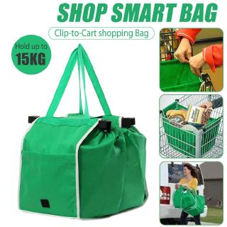 Bolsas de compras plegables reutilizables Eco comestibles agarre Clip a carro bolsa de asa (1)