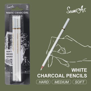 Seamiart 3 piezas lápiz De carbón blanco/mediano/flexible Para boceto