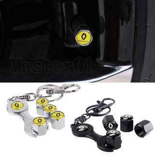 4 piezas para Renault Scenic Duster logan Sandero coche válvula de neumático tapas con llavero llave Auto neumático tapa decoración