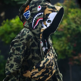 BAPE Shark Jacket Double Hat Series Hip Hop Cardigan Cremallera Sudadera (7)