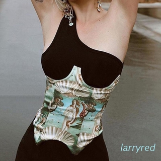Larry Summer Sexy Fishbone Crown Corset Top Y2k Vintage Print Patchwork Bodyshape Clothing Accessories Streetwears