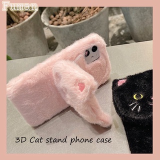 Plush Cat Case For Xiaomi Redmi Note 10 9 8 Pro Max 10s 9s 9T 9A 9C 8T Cover Cute Cartoon Holder Warm Fluff Soft Phone Stand Casing (2)