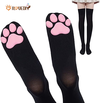Mujeres 3D gatito garra tubo muslo medias altas/niñas moda terciopelo sobre la rodilla calcetines/medias altas casuales/mujer calcetines calientes de la rodilla/mujer calcetines largos de la rodilla (1)