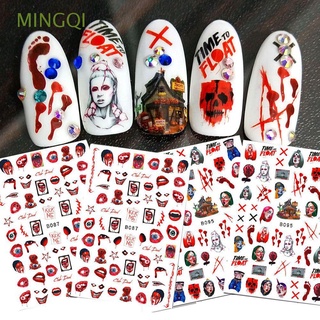 mingqi ins-style pegatinas de arte de uñas de sangre calcomanía diy arte de uñas decoración de araña web calavera rosa halloween labios rojos manicura