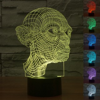 Gollum 3D luz de noche 7 colores el señor de los anillos USB LED lámpara de mesa