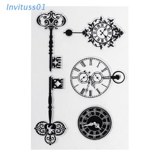 invi transparente pvc sellos sello vintage llave reloj diy scrapbooking álbum de fotos decoración