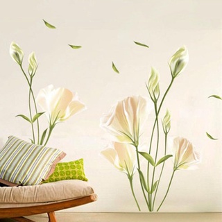 Pegatinas de pared PVC impermeable elegantes flores florales fondo extraíble