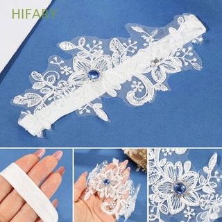 HIFARY ligueros de boda para mujeres y niñas elegante encaje elástico blanco liguero regalos diamantes de imitación liguero nupcial