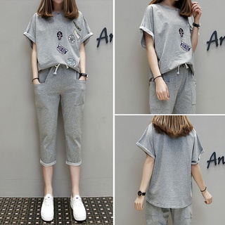 Nuevo conjunto de moda transpirable delgado camiseta pantalones delgados dos conjuntos (1)