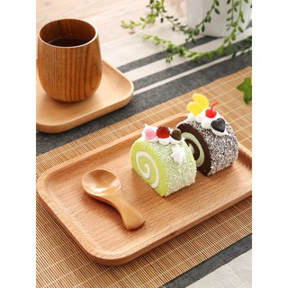 Plato de madera, plato de postre, bandeja de vajilla rectangular, bandeja de té, plato casero creativo de estilo japonés, plato de madera, plato de cena