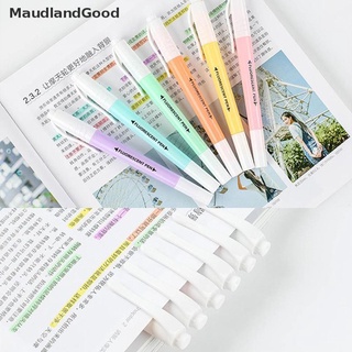 [MaudlandGood] 6pcs Candy Color Double Head Highlighter Pen Stationery Marker Office School Set .