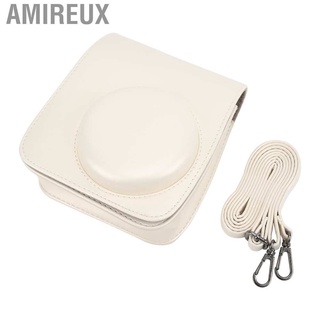Amireux - funda de piel sintética con correa de hombro ajustable para Instax Mini 11/9/8, protección blanca