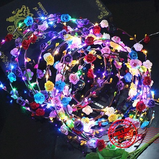 diadema de flores led luz hasta guirnalda diadema, diadema festival brillante, corona de boda fiestas t3i1 (1)