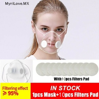 [new] Transparent Clear Face Masks & 10pcs Fliter Anti-droplets Respirator Mouth Cover [MyriLove]