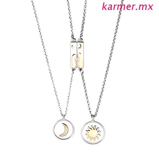kar1 2 piezas de sol luna estrella amantes collar pareja cuello cadena ligera simple colgante para hombres mujeres regalos de san valentín