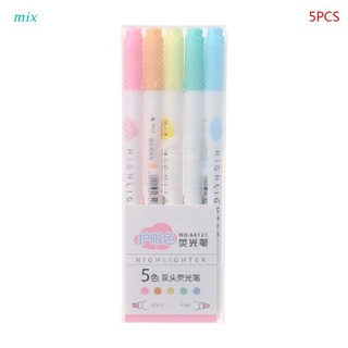 mix 5pcs Eye Color Dual Double Head Highlighter Pen Marker Liquid Chalk Fluorescent Pencil Drawing Stationery