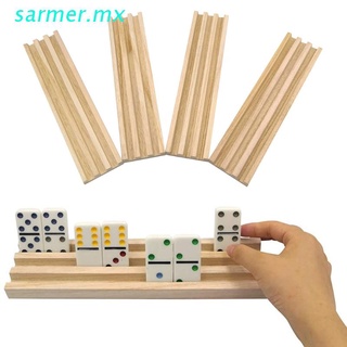 sar1 4 piezas de madera domino racks domino azulejos titular de madera dominó titulares organizador bandeja estantes de madera para el tren mexicano
