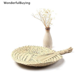 [wonderfulbuying] 1 pieza de abanico tejido a mano, hoja de Cattail, abanico trenzado, estilo hecho a mano, ventilador de paja caliente