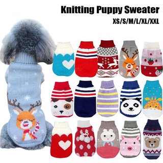 TAIJIA Cálido adj. Isla de Jersey Gato Saco Suéter de perro Cachorrito Invierno Tejer Navidad Ropa de mascota (9)