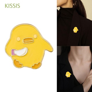 kissis creativo esmalte pines moda animal broche ropa solapa pin lindo mochila accesorios metal insignia de dibujos animados pato amarillo