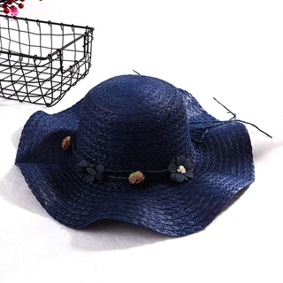 Cute Flower Sun Hats Girl Women Straw Wave Wide Brim Sunshade Casual Hat Summer Beach Holiday Hat