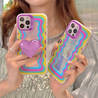 nuevo lindo amor corazón 3d espejo soporte caso del teléfono para iphone 12 11 pro max 7 8 plus x xr xs max ins arco iris letras espejo sentido + aurora papel cubierta suave gril