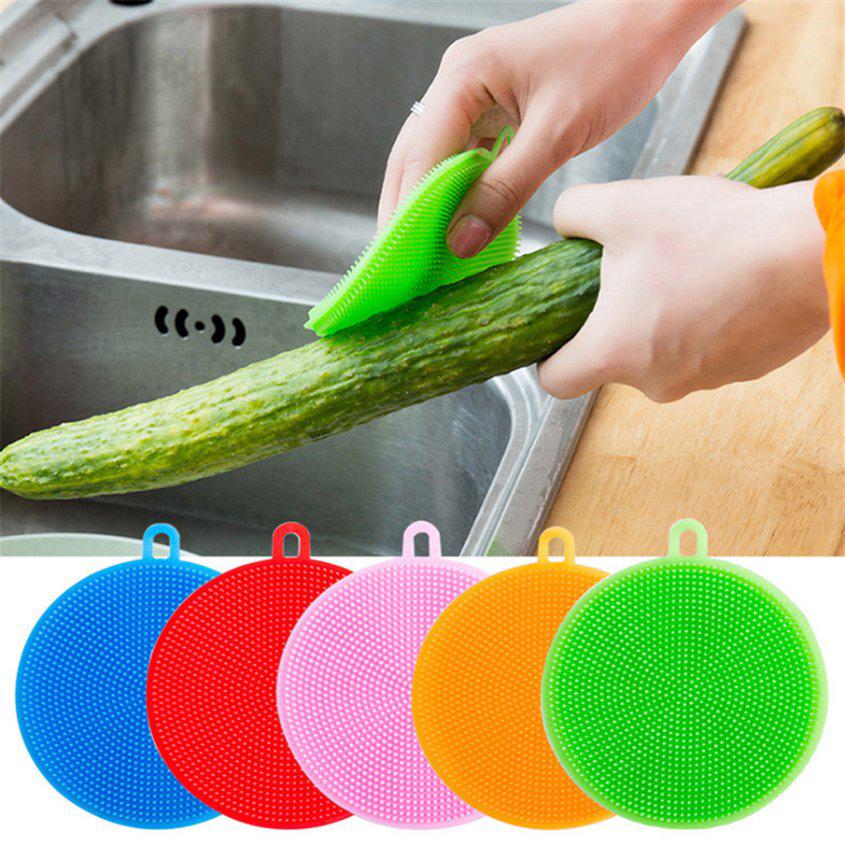 Cepillo multifunción de Gel de silicona para lavar platos de cocina [color aleatorio]
