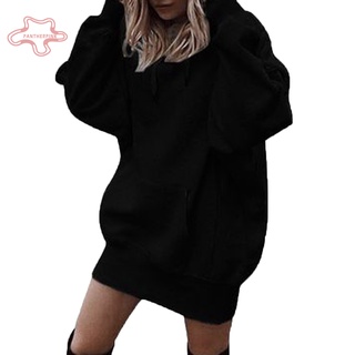 pantherpink Chic Lady Solid Color Thicken Long Sleeve Loose Hooded Hoodie Sweatshirt Blouse (1)