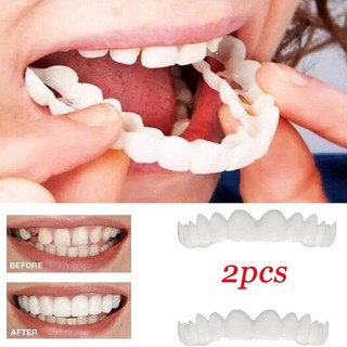 MAC50_2Pcs simulación de silicona superior inferior dientes dentadura blanqueamiento falso cubierta de dientes