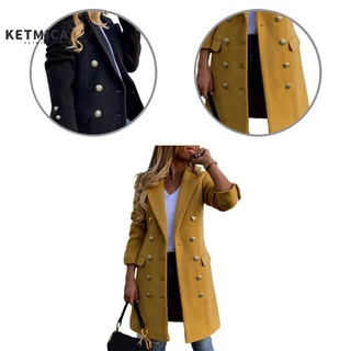ketmica cómodo abrigo de lana de doble botonadura cálida abrigo de lana de manga larga ropa de abrigo