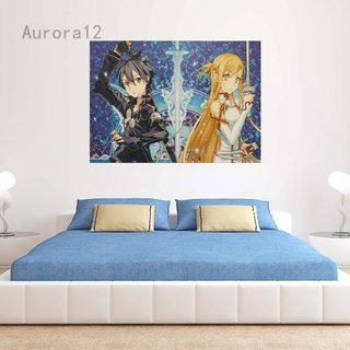 Aurora12 Anime Sword Art Online Kirito Asuna póster de pared para el hogar pinturas decorativas