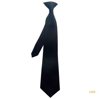 stab 50x8cm mens uniforme color negro sólido imitación seda clip-on pre-atado cuello lazos para la policía de seguridad boda funeral