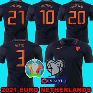 2021 Camiseta de Holanda visitante European Cup Netherlands Away Soccer Jerseys F. DE JONG VIRGIL DE LIGT 20 21 Holland MAN