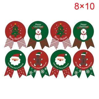 80pcs Christmas Label Paper Sticker Gift Package Sealing Stickers for Cookie Candy Nuts Package X'mas Tree Snowman