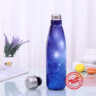 500ml cielo estrellado de doble capa de vacío frasco botella gran agua inoxidable de taza E9I1