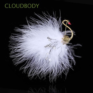 CLOUDBODY Elegante Pin de broche Mujer Joyería de moda Clip de bufanda Fiesta Cisne Perlas de perlas Pluma Lujo Pájaro Accesorios de vestir/Multicolor