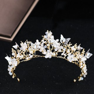 [listo] Tiaras de mariposa nupcial barroco oro nupcial boda accesorios para el cabello