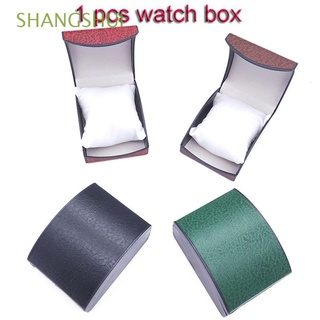 shangshui moda reloj caso de lujo pulsera pantalla reloj caja de cuero sintético regalo para mujeres hombres litchi patrón plástico flip alta calidad joyero/multicolor