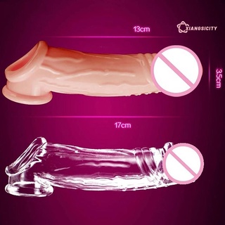 xiangsicity Male Reusable Penis Sleeve Dildo Extender Enlargement Delay Ejaculation Sex Toy (7)