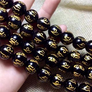50/100pzas. brazaletes de buda Charms Color negro con Carving Gold Dragon Chinese Pixiu Bracelet DIY Beads para joyería