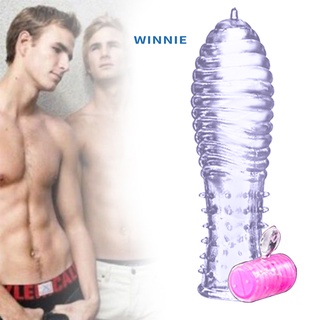 (we) vibrador hilo punteado transparente condón de extensión del pene manga de bloqueo anillo juguete sexual