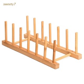 sweety7 Wood Bamboo Vinyl Record Storage Holder Display Stand Dish Plate Drying Rack