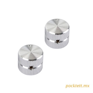 POCKT 2Pcs Guitar Dome Tone Knobs Metal Silver Volume Control Switch Cap Screw Type for Electric Guitar Bass Parts Accessories