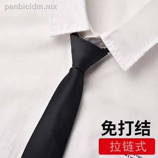 Corbata formal con cremallera perezosa negra masculina Versión coreana del novio de la boda estrecha y fácil de tirar sin anudar Cremallera tendencia masculina